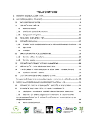 TABLA DE CONTENIDO
1.

PROPÓSITO DE LA EVALUACIÓN SOCIAL ....................................................................