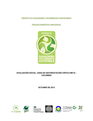 PROYECTO GANADERÍA COLOMBIANA SOSTENIBLE
FINANCIAMIENTO ADICIONAL

EVALUACIÓN SOCIAL: ZONA DE DEFORESTACIÓN CRÍTICA META COLOMBIA

OCTUBRE DE 2013

1

 