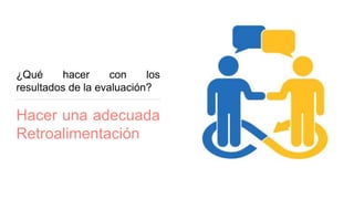 ¿Qué hacer con los
resultados de la evaluación?
Hacer una adecuada
Retroalimentación
 