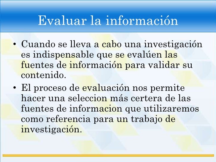 Evaluar la informacion