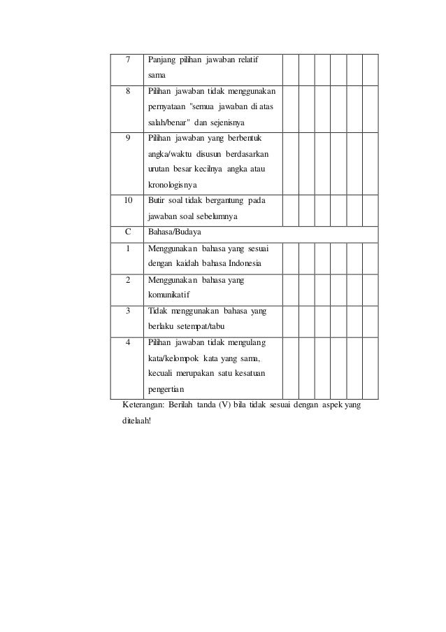 Analisis Kualitas Perangkat Tes Secara Kualitatif
