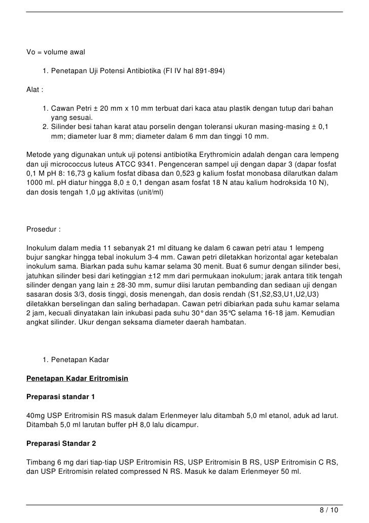 Evaluasi Sediaan Dry Sirup Eritromicin