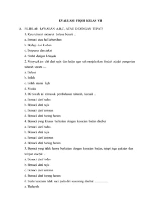 Evaluasi fiqih kelas vii 1
