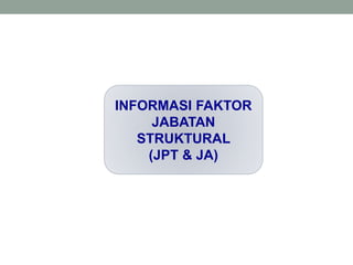 INFORMASI FAKTOR
JABATAN
STRUKTURAL
(JPT & JA)
 