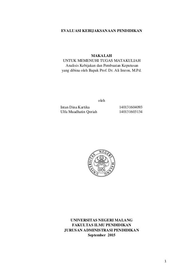 Evaluasi Kebijakan Pendidikan