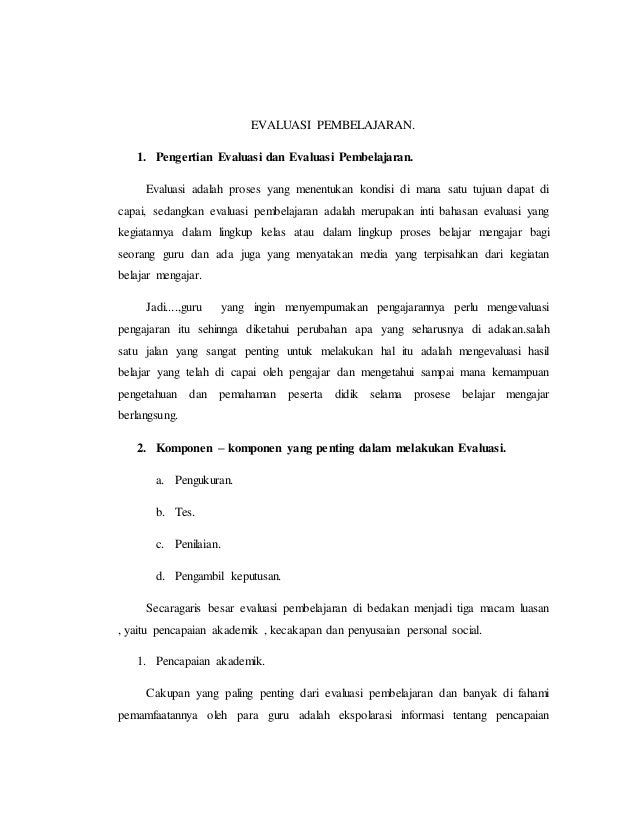 Makalah Evaluasi Pembelajaran Pdf Makalah Evaluasi Pembelajaran Pdf