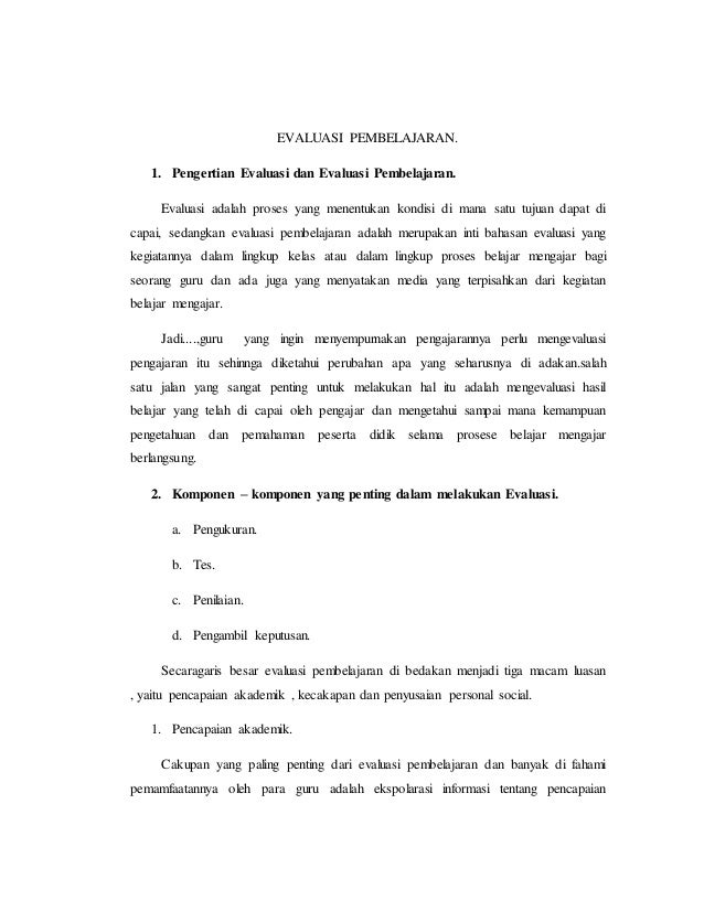 Makalah Evaluasi Pembelajaran Pdf