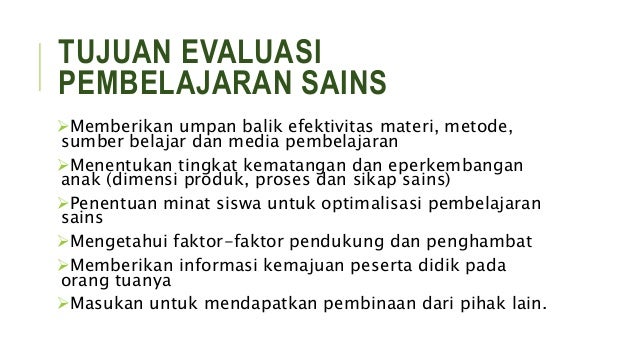 Evaluasi Pembelajaran Sains