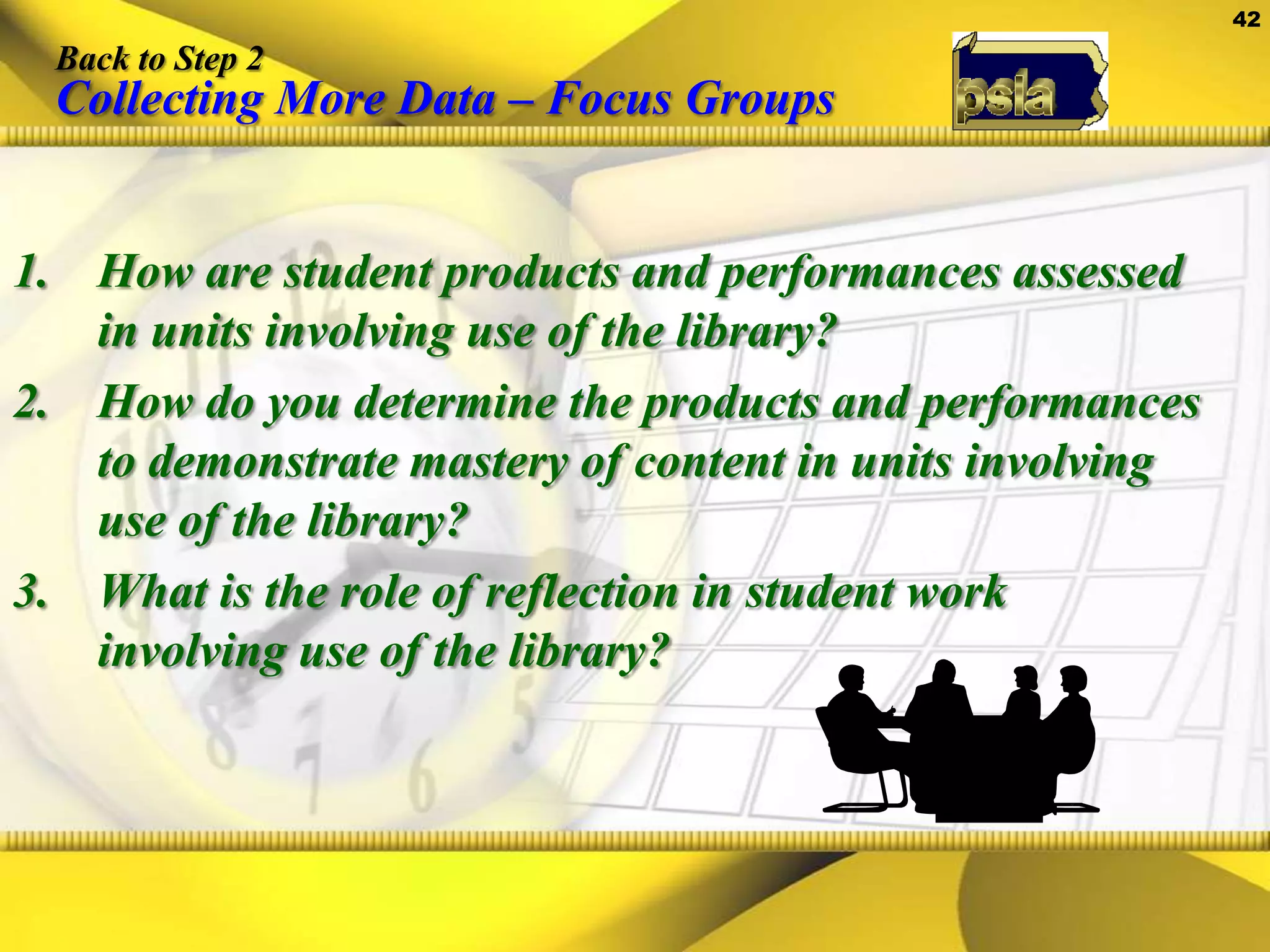 Disagreement Example--Target Indicator: Curriculum development is modeled and promoted.Library Staff Response 100% Basic   _____ Proficient  ____ ExemplaryAdministrative Response ____Basic     100%  Proficient   ____ ExemplaryTeaching Staff Response  82%Basic    18%   Proficient    ____ Exemplary