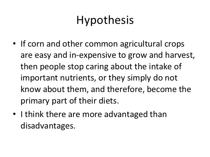 hypothesis of agriculture