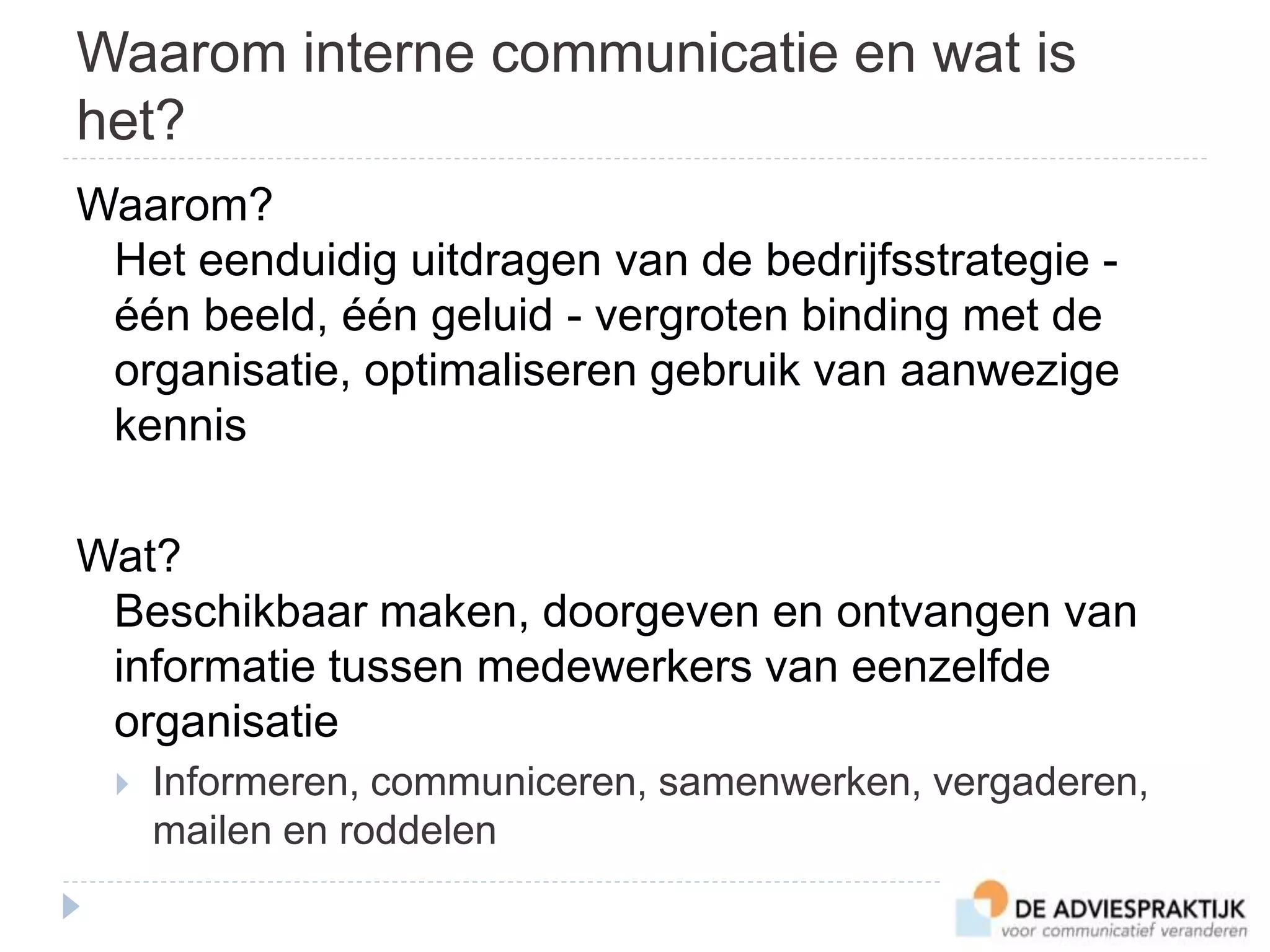 Meet het effect van interne communicatie | PPT