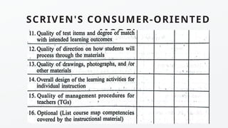 SCRIVEN'S CONSUMER-ORIENTED
MODEL
 