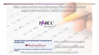 http://www.isbe.net/common_core/htmls/parcc.htm
https://www.techreadiness.net
http://parcconline.org
http://parcconline.org/sites/parcc/files/PARCCTechnol
ogyGuidelines2dot1_Feb2013Update.pdf
 