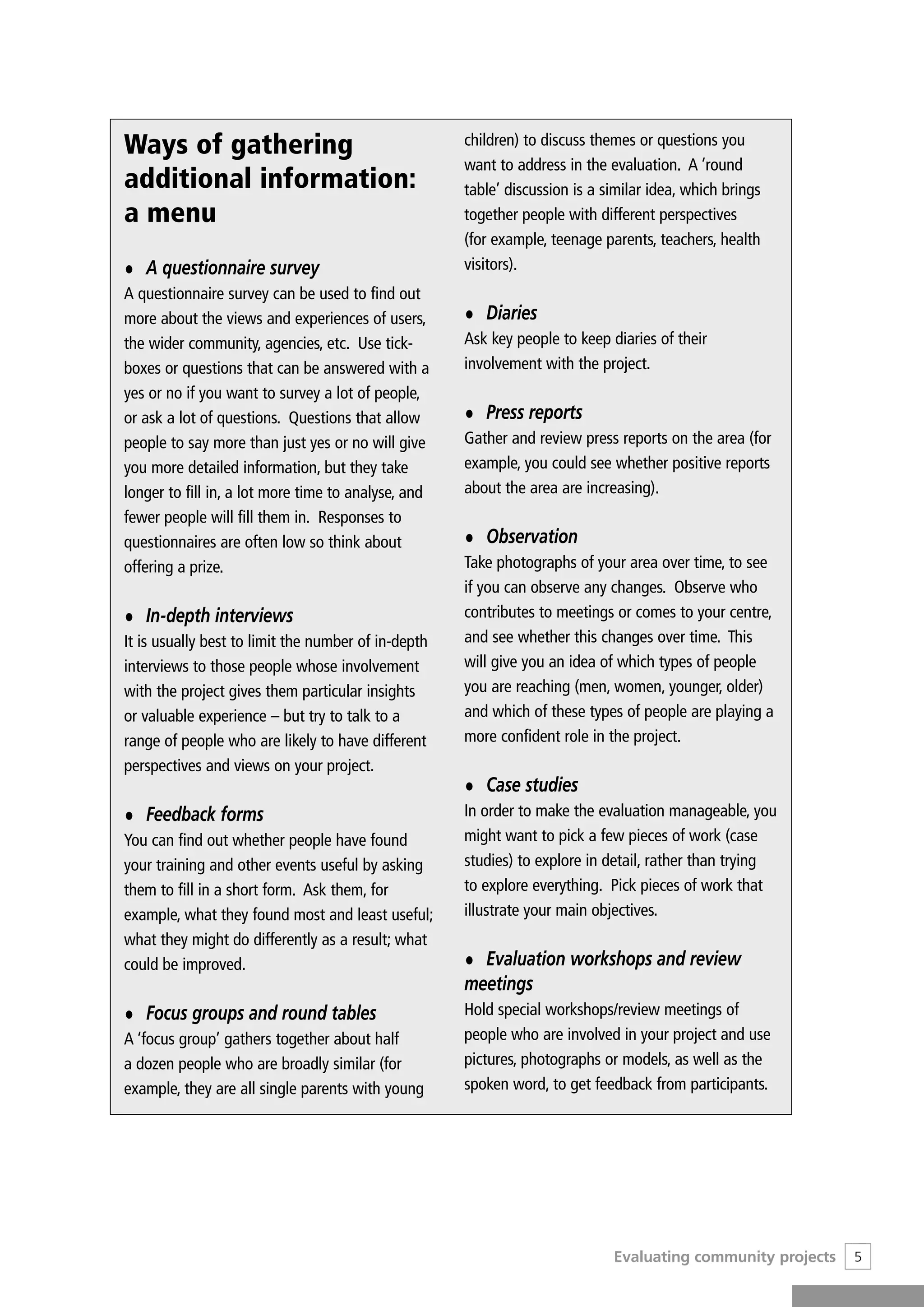 Evaluating community projects | PDF