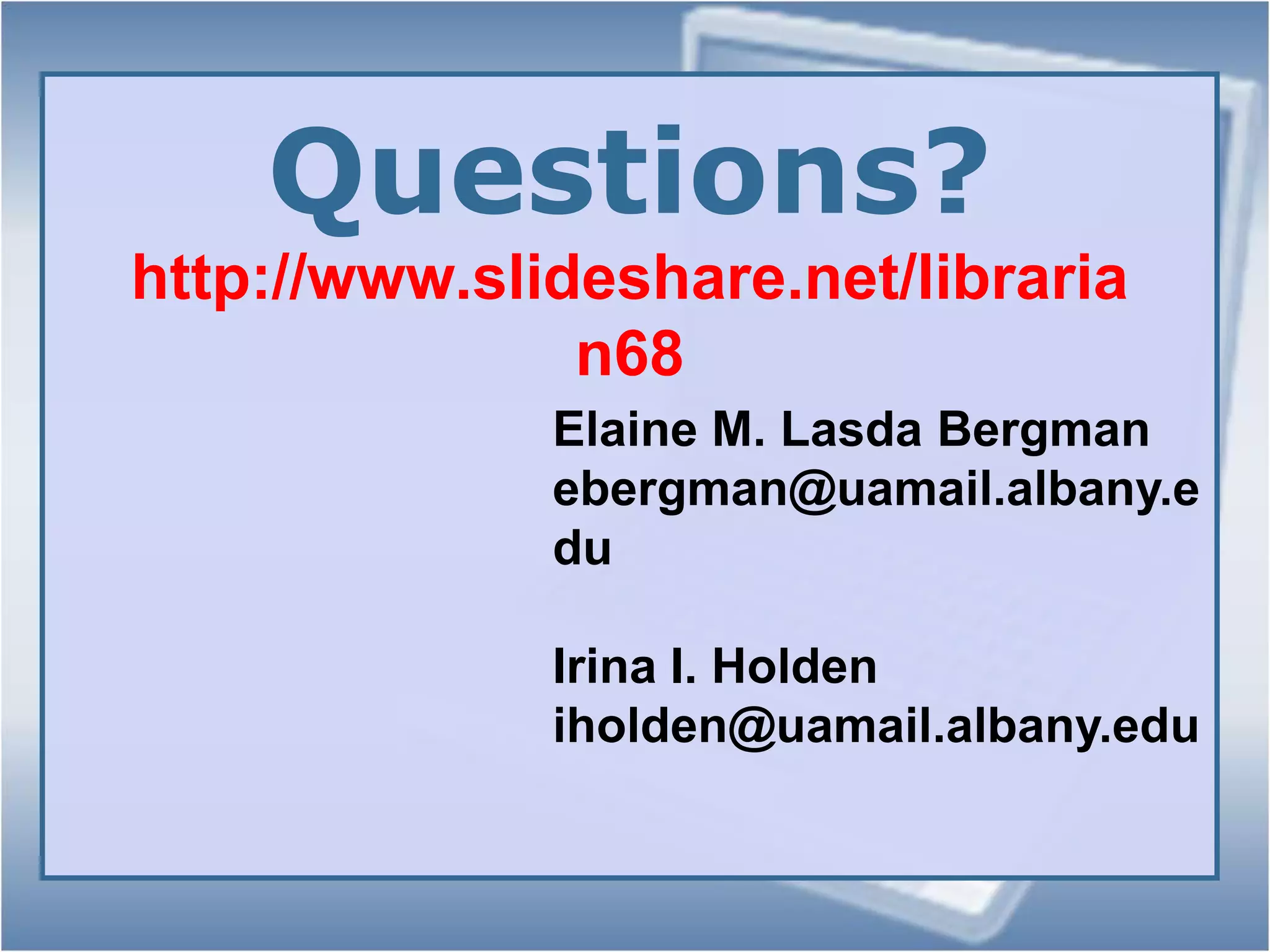 Unobtrusive studies: Transcript Analysis2 Basic Methods:Transcript analysis by person asking the question (proxy patron) (Schachaf and Horowitz, 2008, Sugimoto, 2008). 75% “complete”, 68% “mostly incomplete”Transcripts independently assessed for quality and coded (Marsteller and Mizzy, 2003, Schachaf and Horowitz, 2008)3 point scale,  “+ or –” scale2.24 out of 3 (level of quality); 5 negatives/200 transactionsResearch question: Efficacy of third party assessors vs. user surveys