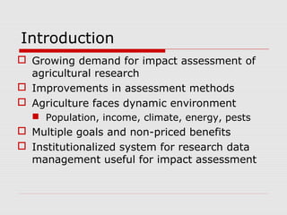 Evaluating economic impacts of agricultural research ciat