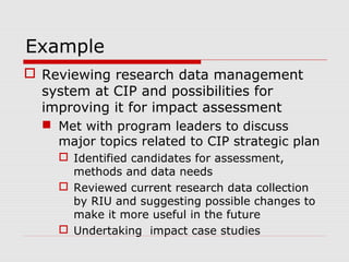 Evaluating economic impacts of agricultural research ciat