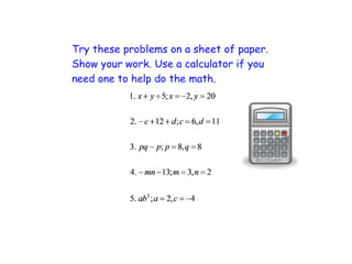 Evaluating expressions | PPTX