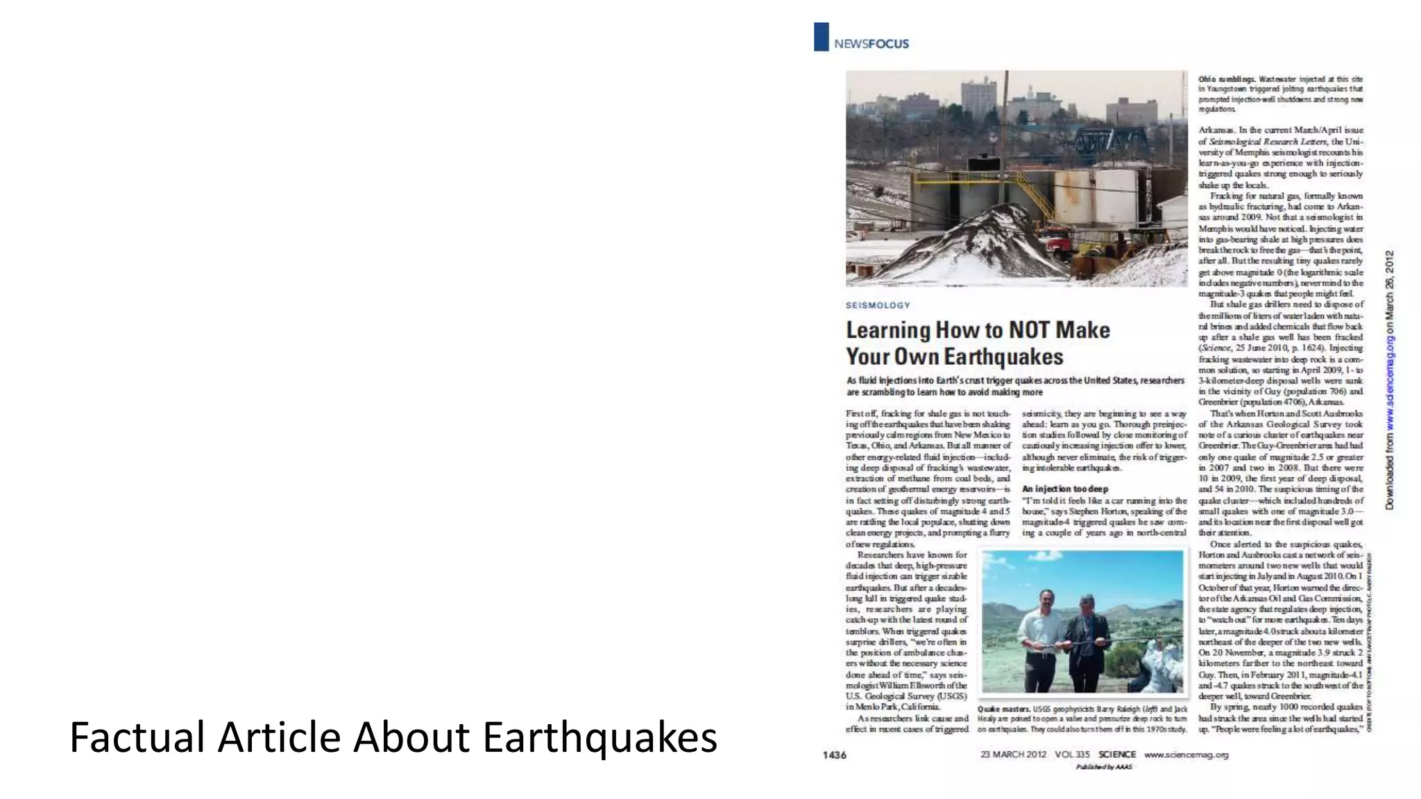 Factual Article About Earthquakes
 