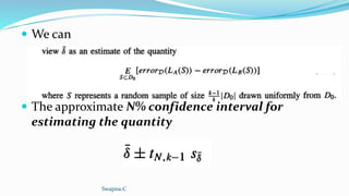  We can
 The approximate N% confidence interval for
estimating the quantity
Swapna.C
 