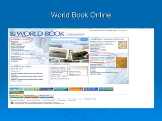 Databases 4 Research Databases: Worldbookonline   (powerpackx ; conrad / parker) HW Wilson Readers Guide   (payson; seymour) Wilson Select Plus   (100108160 ; cxerk.few) Directory of Open Access Journals   (FREE) 