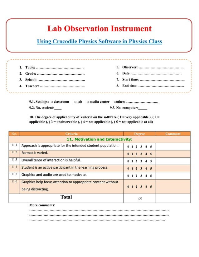 Evaluating instrument (observation) | PDF