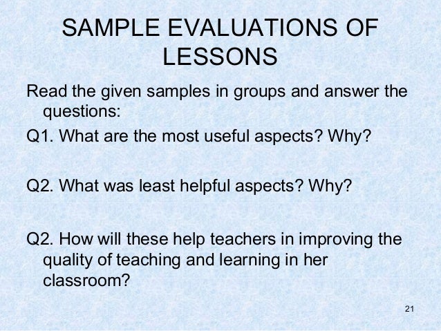 Evaluating lessons