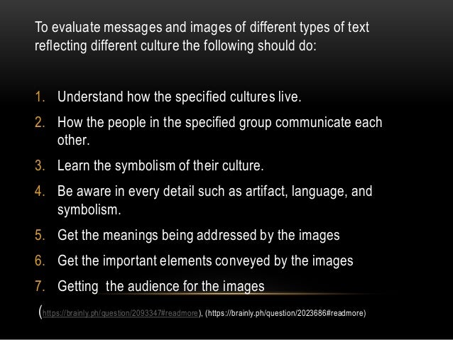 Evaluating Messages Or Images Of Different Types Of Texts Reflecting