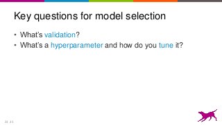21
Key questions for model selection
• What’s validation?
• What’s a hyperparameter and how do you tune it?
21
 