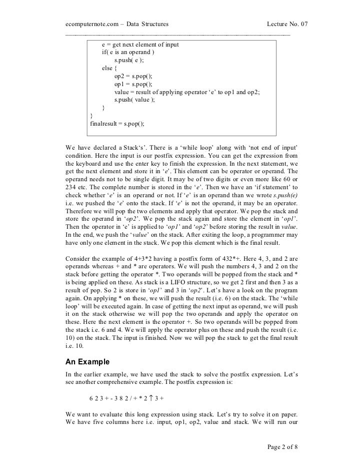 Program For Evaluating Postfix Expression Using Stack Program For Evaluating Postfix Expression Using Stack