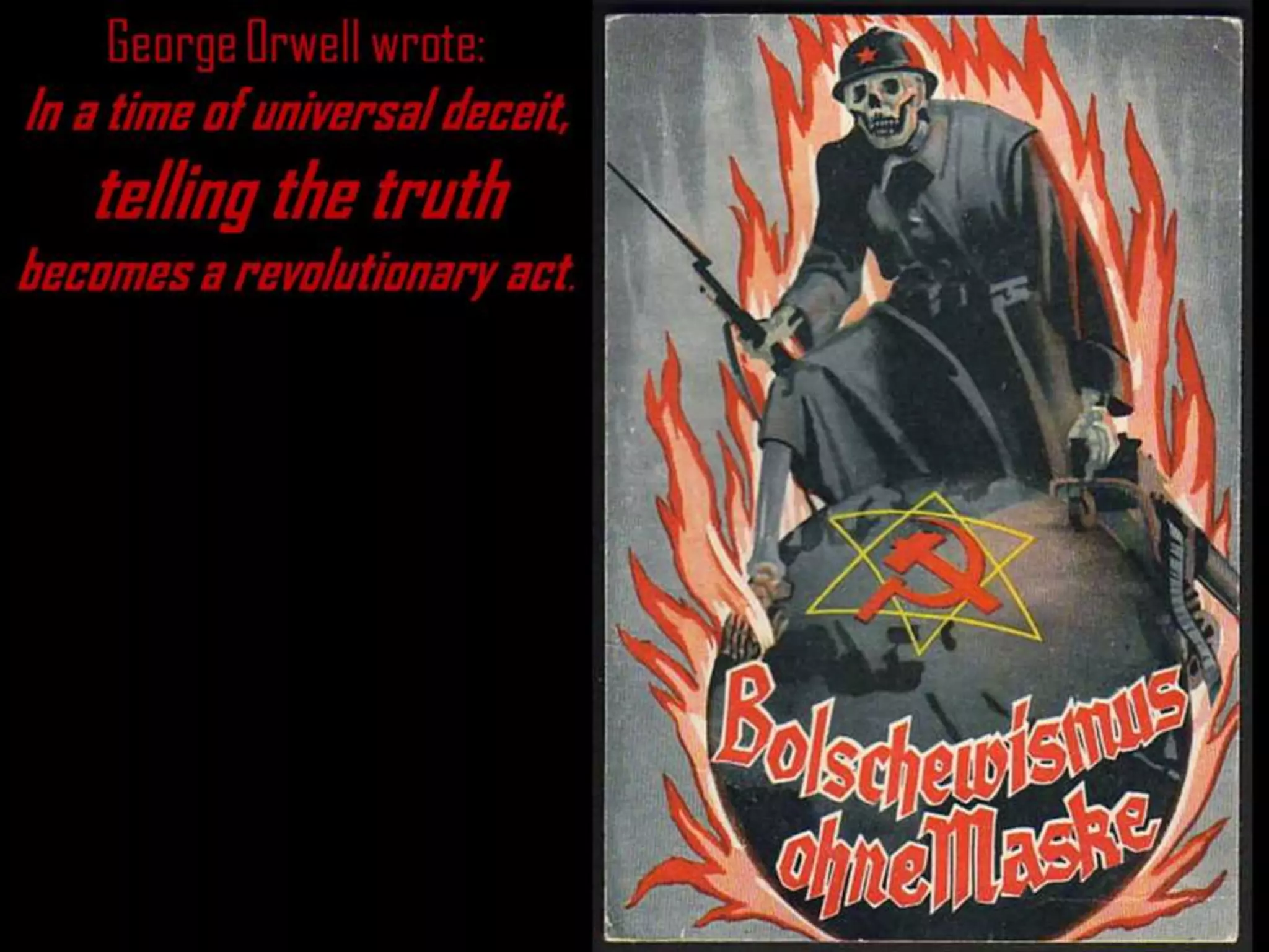 George Orwell wrote:
In a time of universal deceit,
telling the truth
becomes a revolutionary act.
 