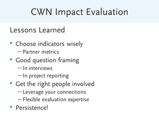 Evaluating research impact: From a specific case to general guidelines. 
