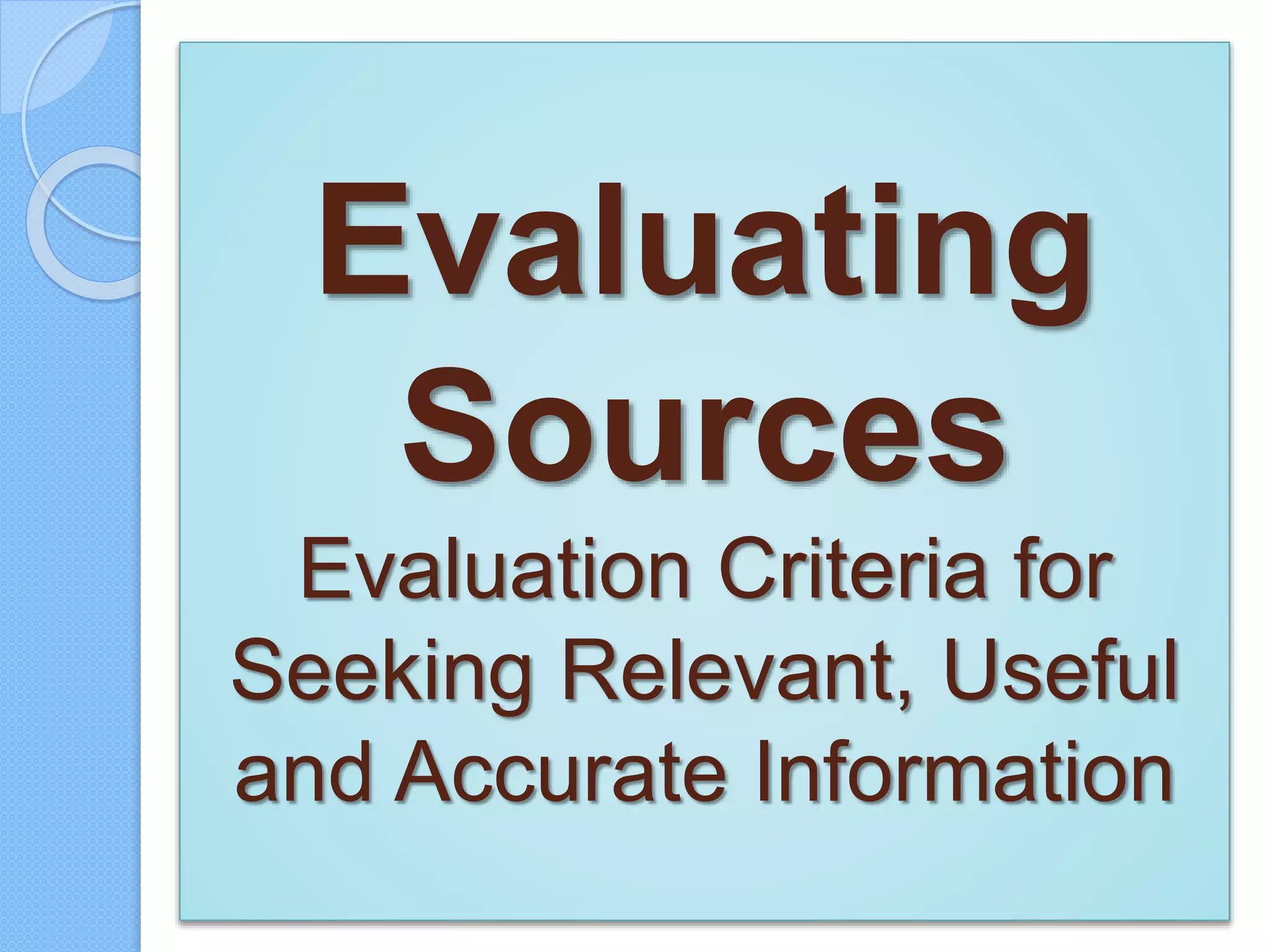 Evaluating sources | PPTX
