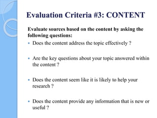 Evaluating sources | PPTX