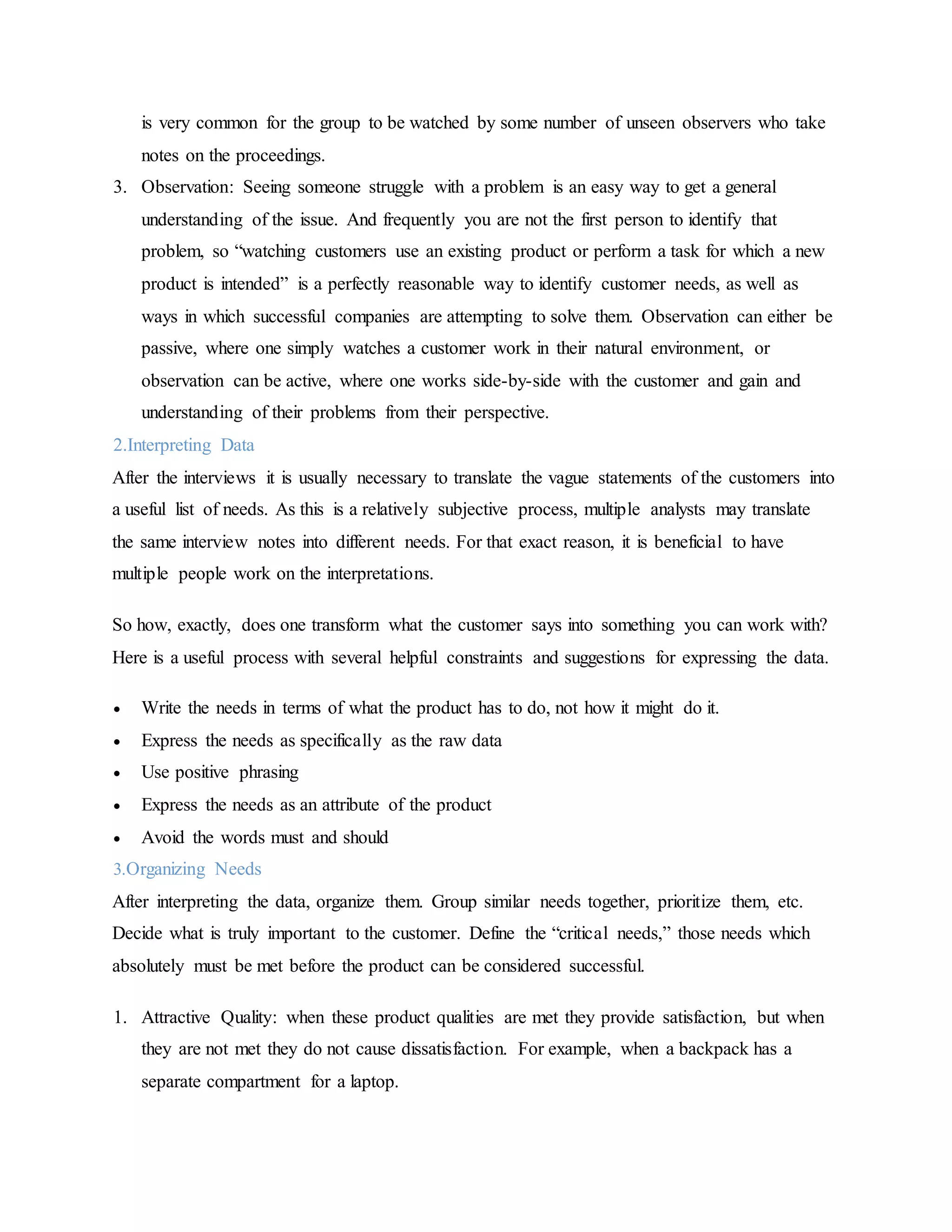 Evaluating the customer needs identification process and finding its ...