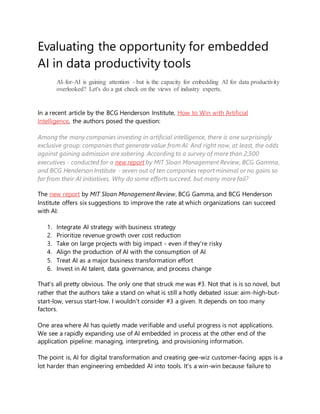 Evaluating the opportunity for embedded
AI in data productivity tools
AI-for-AI is gaining attention - but is the capacity...