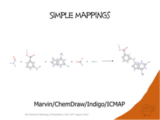 Simple mappings




        Marvin/ChemDraw/Indigo/ICMAP
ACS National Meeting, Philadelphia, USA 20th August 2012
 