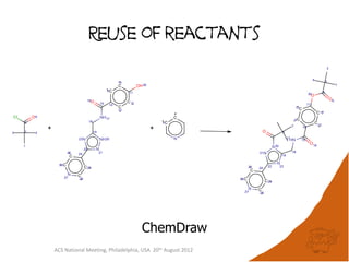 Reuse of reactants




                                   ChemDraw
ACS National Meeting, Philadelphia, USA 20th August 2012
 