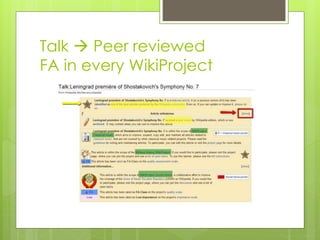 Talk  Peer reviewed
FA in every WikiProject
 