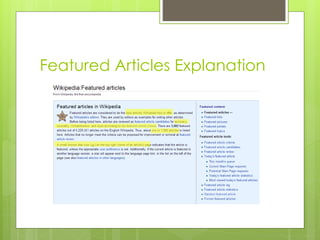 Featured Articles Explanation
 