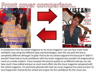 I like how busy it looks and the use of purple my favourite colour Anais I like Ellies front cover and how she has portrayed it to look how it does.