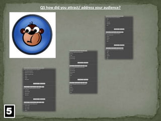Q5 how did you attract/ address your audience?5