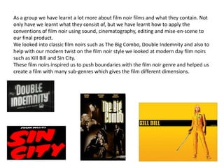 6. What have you learnt about technologies from the process of constructing the product? During the filming process of our product, we used two different types of camera – a tape camera and a HD camera. Although working with the tape camera at first  was familiar and something that we were used to, but we eventually decided to use the HD camera due to its better quality of sound and overall picture.We used GarageBand for the background/incidental music that was included in our product. We found this simple to use but it did have some weaknesses such as you weren't able to compose your own music and you had to use what was there. We found this aspect of GarageBand quite frustrating as we weren't able to capture the full potential of the film through the music. 