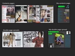 Contents pages:My contents page:My double page spread:Double page spreads: