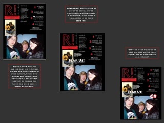 9) After that, I added The title of one of the bands,  and the page number that corresponds to their feature. I also added a small caption of the photo above this.  10) Then I added the title of the band that goes with the other picture, and the page number of importance/ 8) This is where the page numbers come into it. In order to make them look better and to stand out more, I made them thick red with a black stroke around them. I then inserted them into the program and placed them where needed next to the contents.  