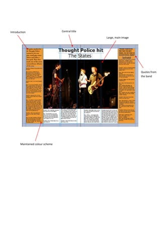 Introduction                      Central title

                                                  Large, main image




                                                                      Quotes from
                                                                      the band




       Maintained colour scheme
 