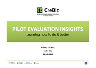PILOT EVALUATION INSIGHTS
Learning how to do it better
CHARO SADABA
CreBiz O.I.L.
24.Feb.2015
 
