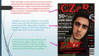 Here I decided to stick with the normal convention
of having there masthead at the top of the page
behind the main image. ...