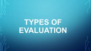 TYPES OF
EVALUATION
 
