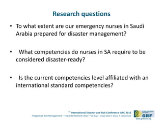 Evaluation Competent Disaster Nurse in Saudi Arabia Against International Disaster Standards, Samah Mahmoud BANAJAH